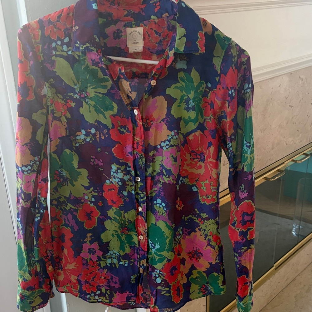 J. Crew Cotton-Silk blend Multicolor Floral Shirt